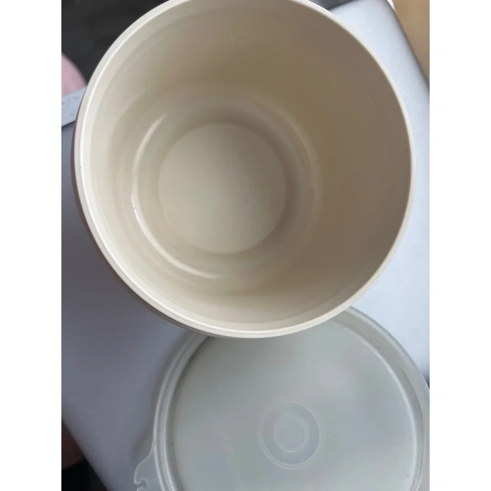 Vintage Tupperware Servalier Bowl Almond Cream Round Container with Lid 1557-11